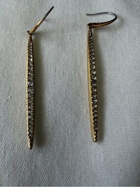 Michael Kors Gold Tone Crystal Linear Drop Earrings